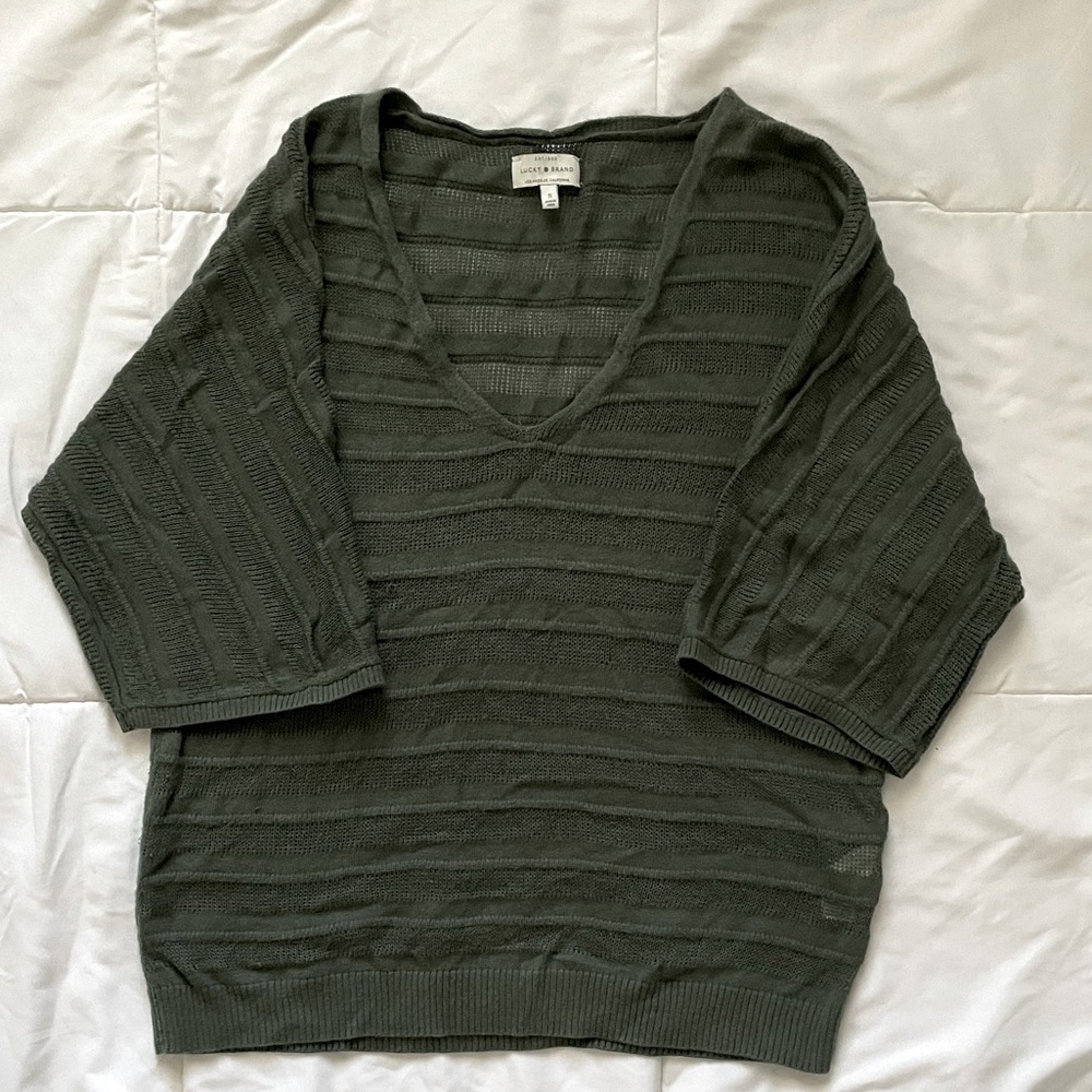 Lucky brand dolman sleeve sweater top.  Dark green.  Size S